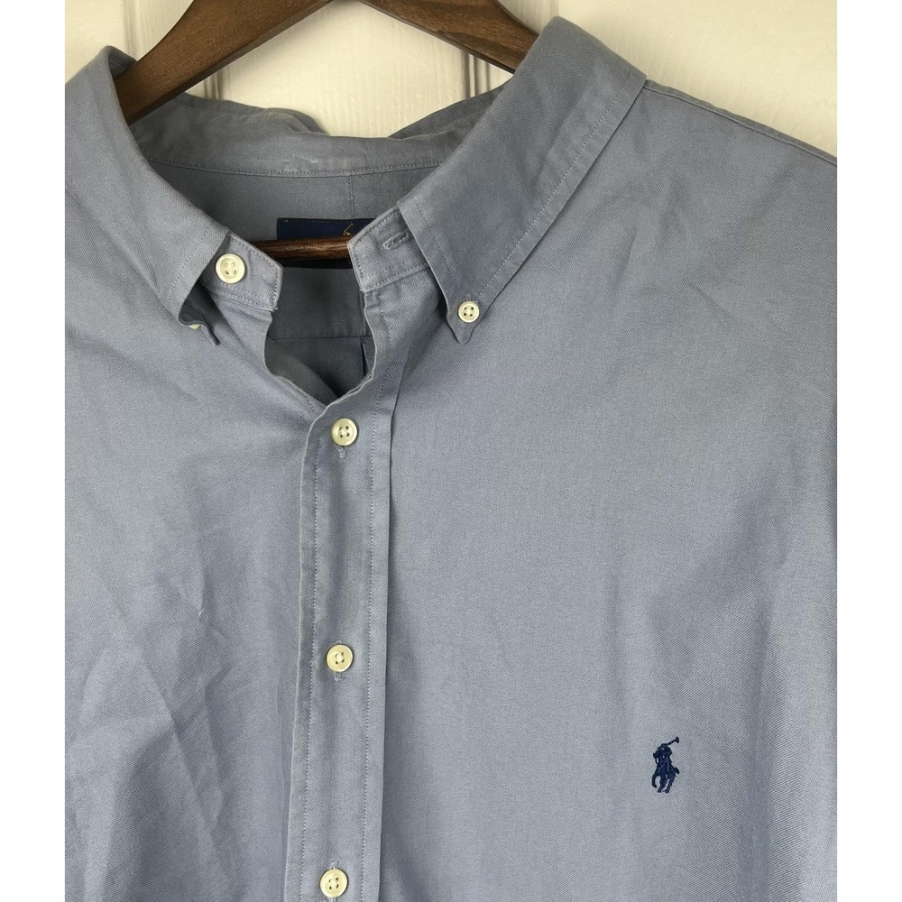 Ralph Lauren Shirt Mens 3XB‎ Blue Button Down Oxford Pony Logo Big & Tall Casual